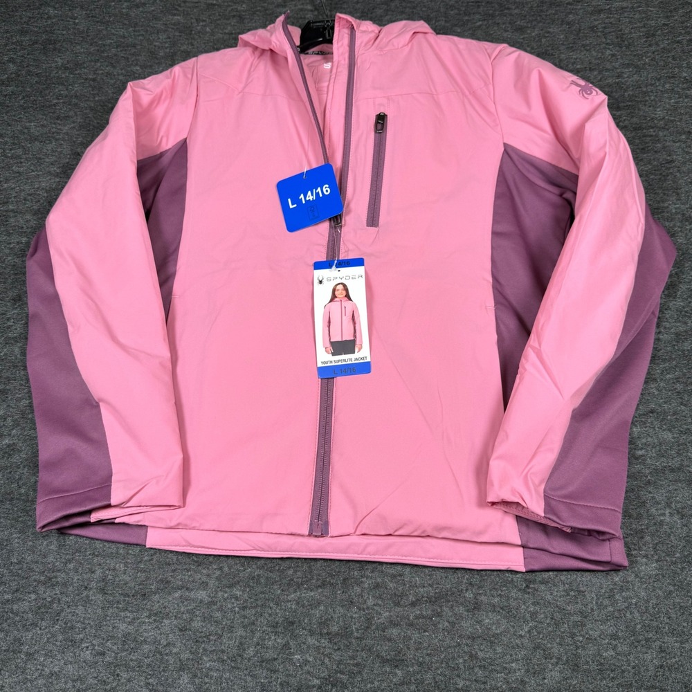 Spyder‎ Youth L 14 16 Pink Purple Colorblock Hooded Jacket Superlite